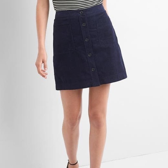 gap button front skirt